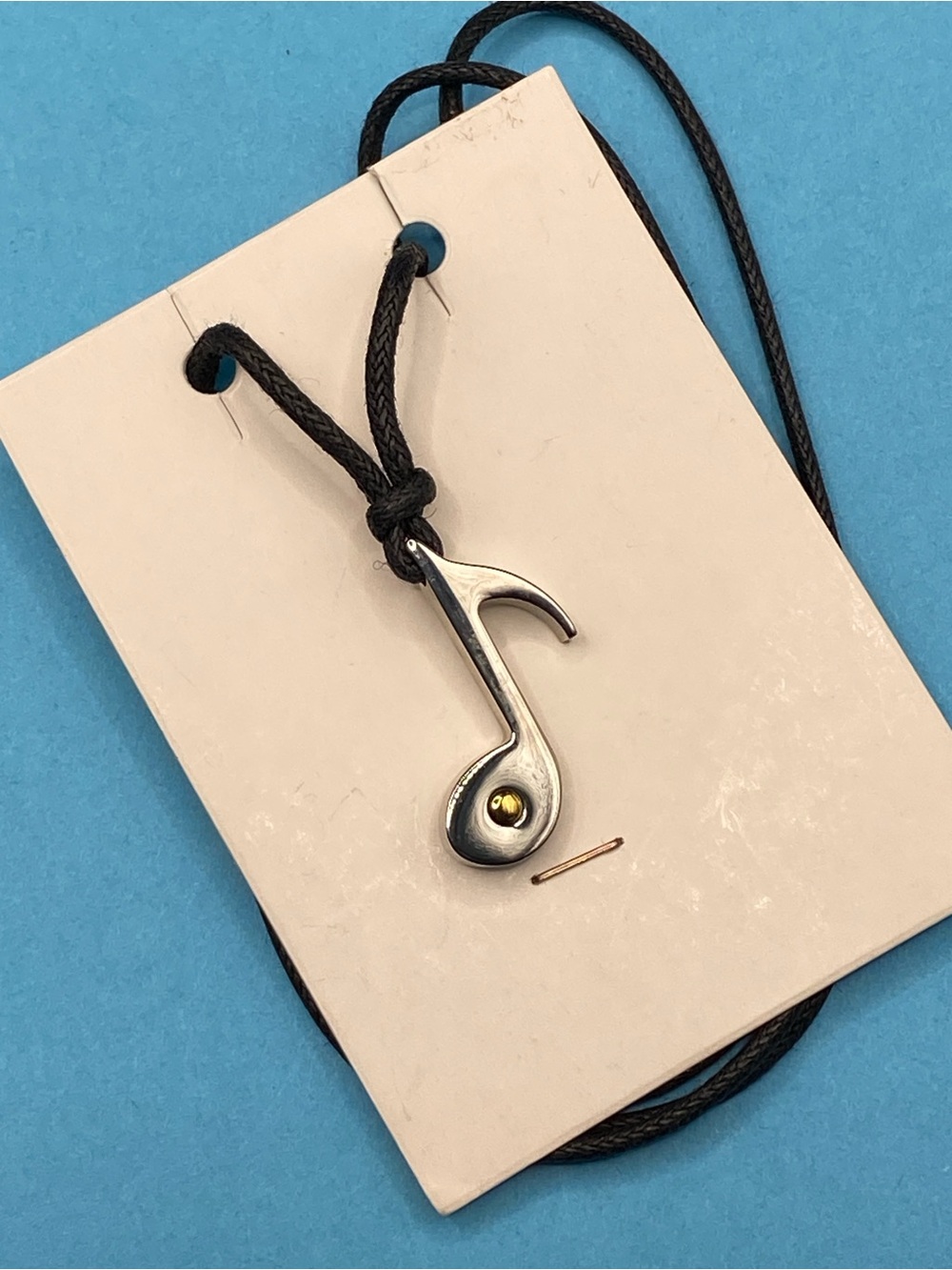 MORELLATO Stainless Steel Musical Note Pendant On Black Adjustable Cording